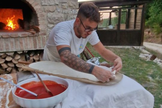 Pizza cooked in the wood oven, amazing
