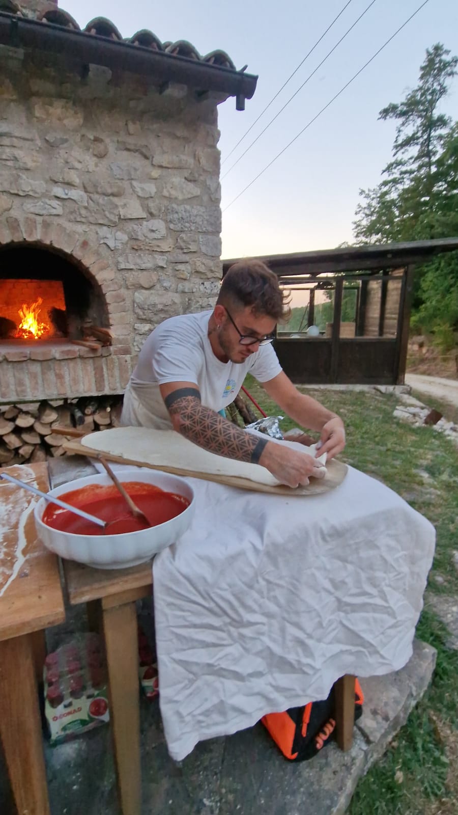 Pizza cooked in the wood oven, amazing